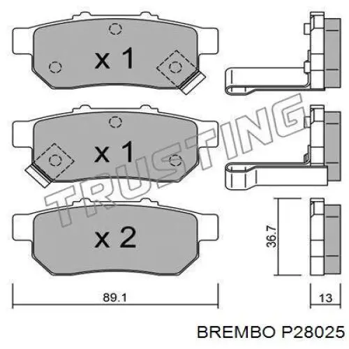 Задні гальмівні колодки P28025 Brembo