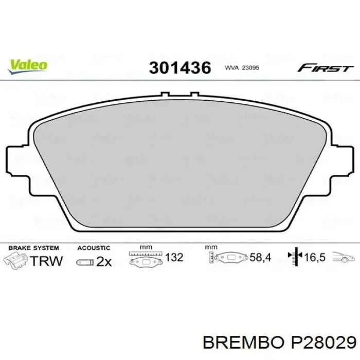 Передні тормозні колодки P28029 Brembo