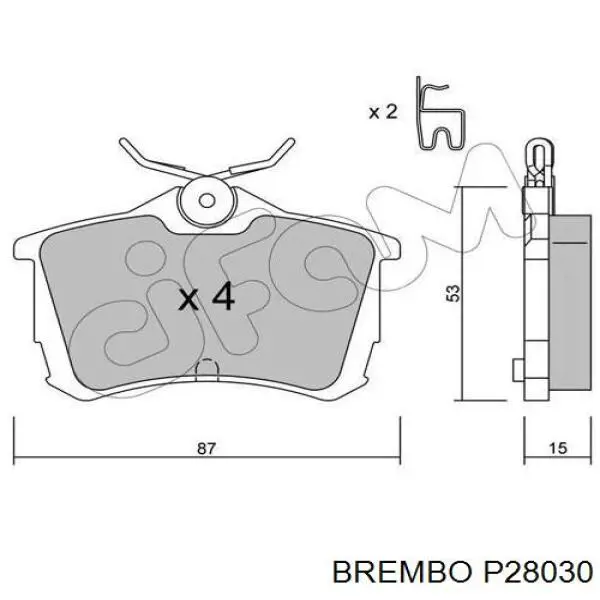 Задні дискові колодки Brembo P28030