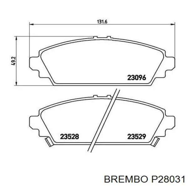 Колодки гальмівні передні, дискові P28031 Brembo