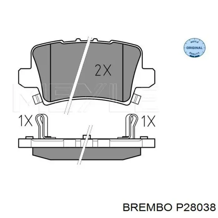 P28038 Brembo колодки гальмові задні, дискові