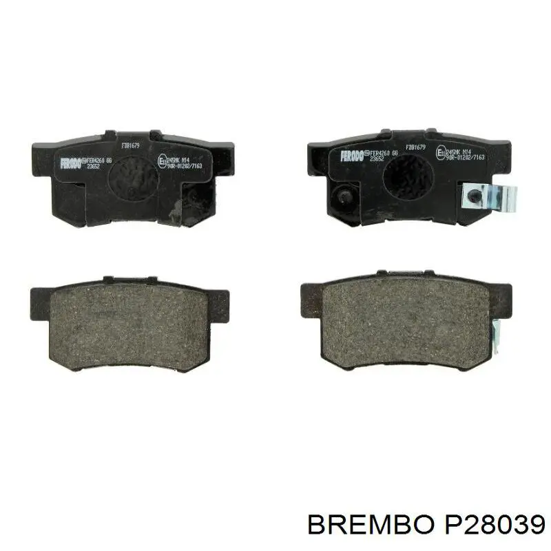 P28039 Brembo колодки гальмові задні, дискові