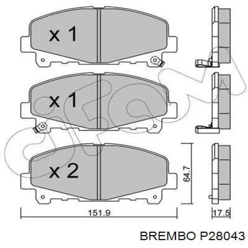 Передні тормозні колодки P28043 Brembo