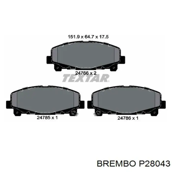 P28043 Brembo колодки гальмівні передні, дискові