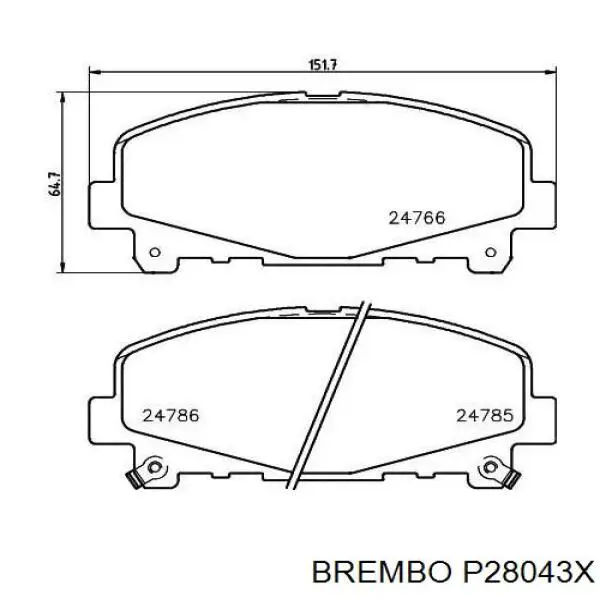 Купити P28043X Brembo Колодки гальмівні передні, дискові