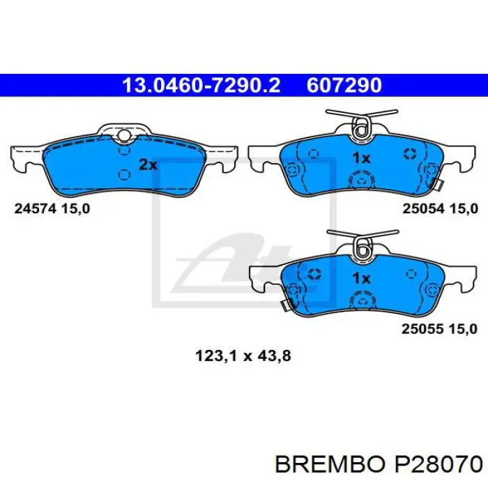 Задні гальмівні колодки P28070 Brembo