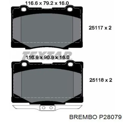 Гальмівні колодки Brembo P28079 ціна, від 42.12 USD