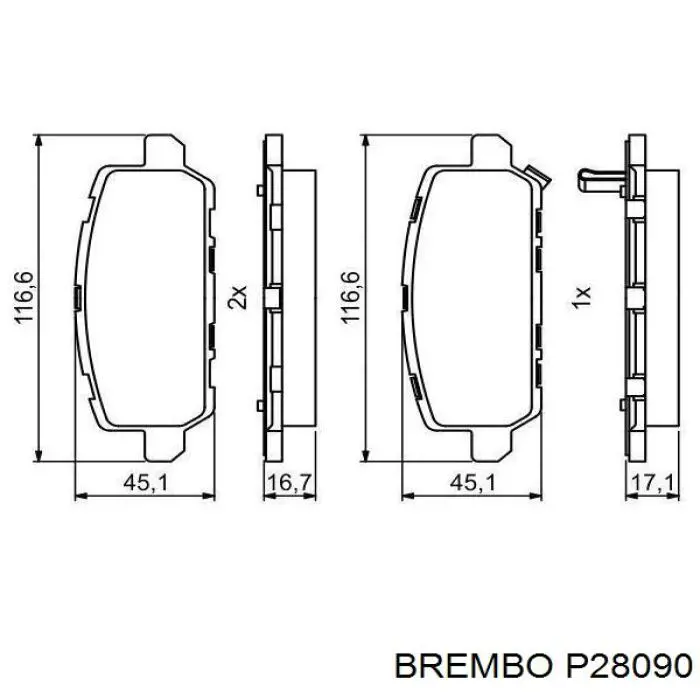 Задні гальмівні колодки P28090 Brembo