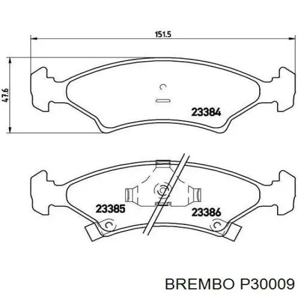 P30009 Brembo колодки гальмівні передні, дискові