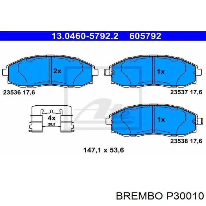 P30010 Brembo Передні гальмівні колодки