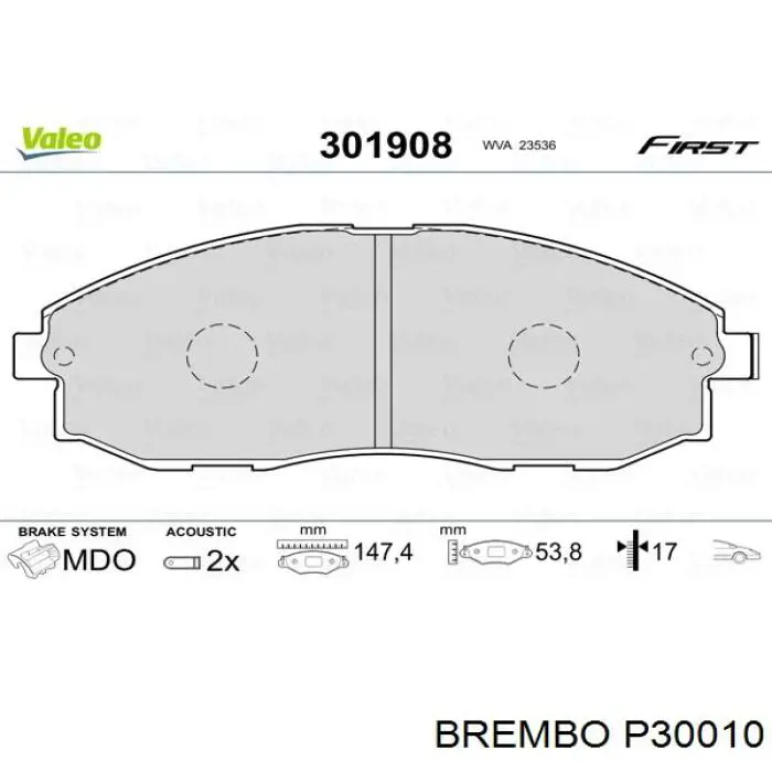 Тормозні колодки Brembo P30010