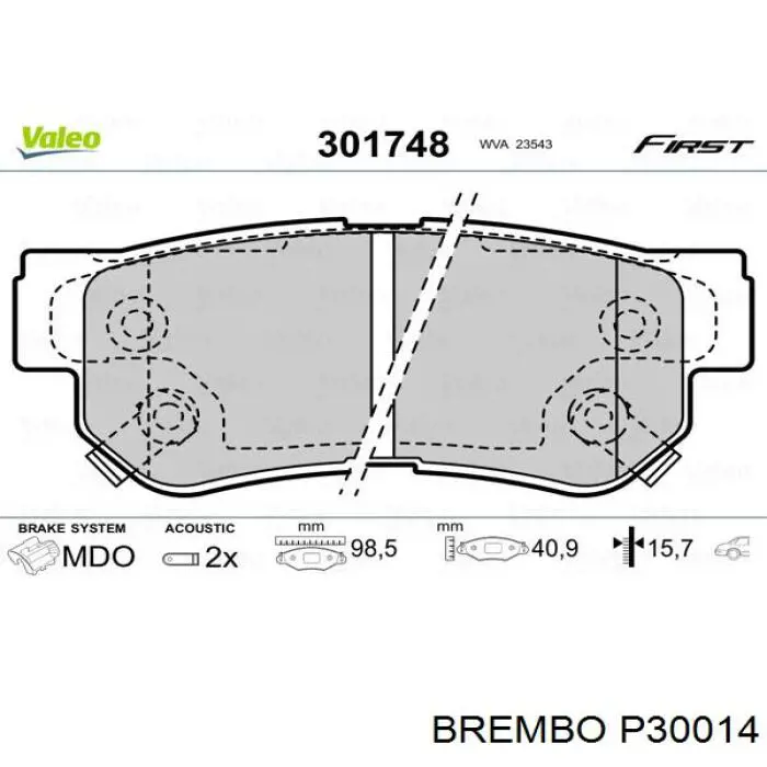 Колодки гальмові задні, дискові P30014 Brembo