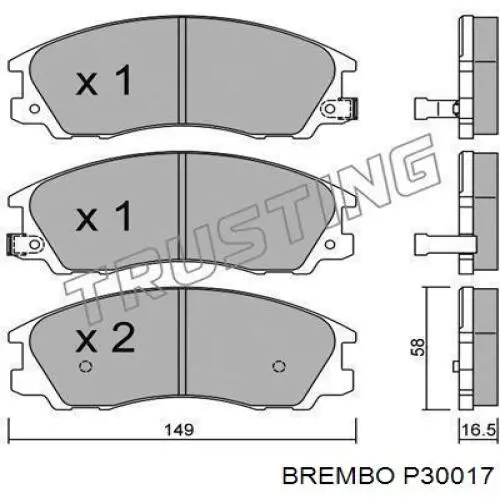 Купити P30017 Brembo Колодки гальмівні передні, дискові