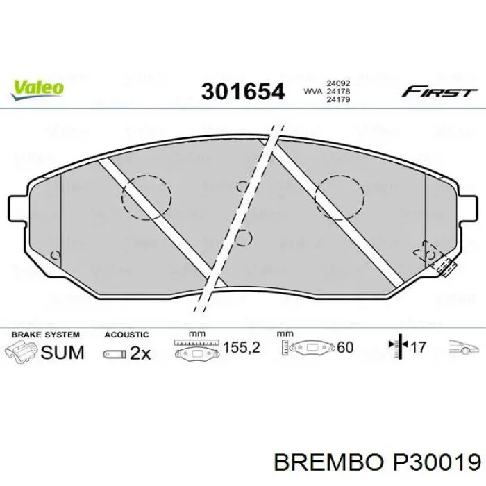 Передні тормозні колодки P30019 Brembo