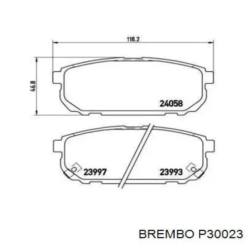 P30023 Brembo колодки гальмові задні, дискові