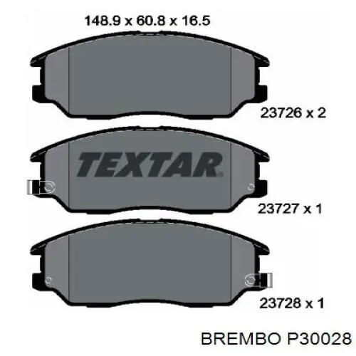 Купити P30028 Brembo Колодки гальмівні передні, дискові