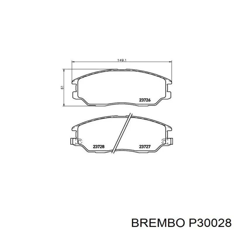 P30028 Brembo колодки гальмівні передні, дискові