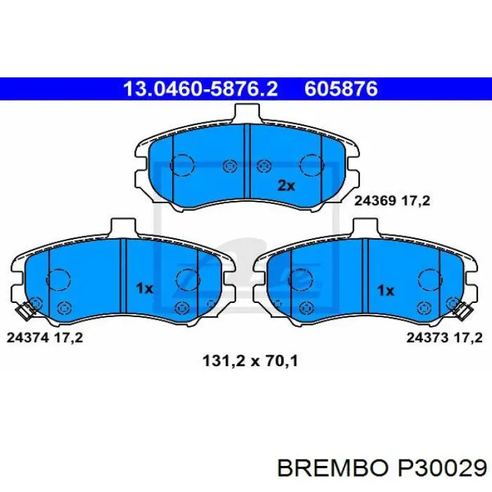 P30029 Brembo Передні гальмівні колодки