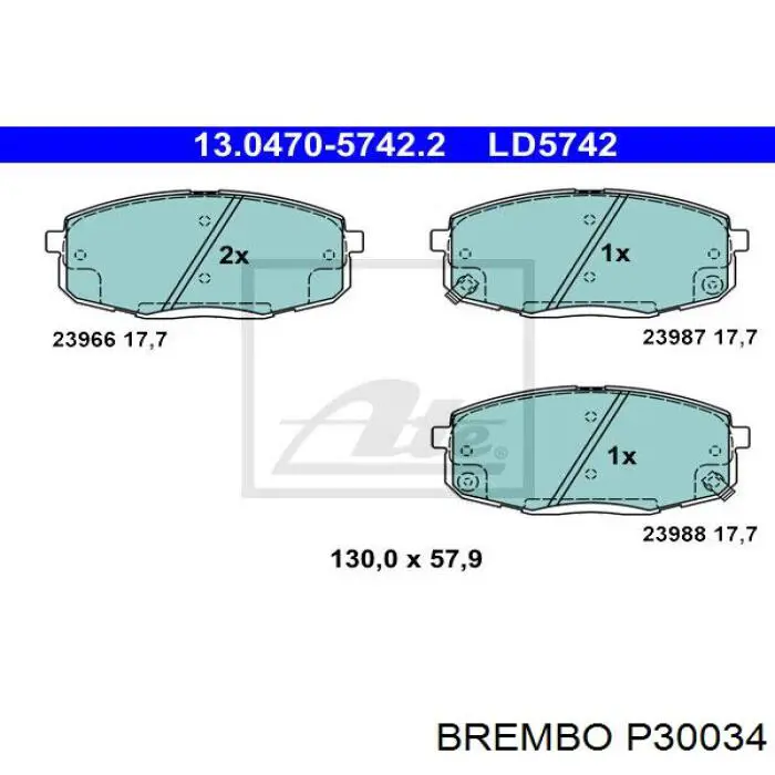 Купити P30034 Brembo Колодки гальмівні передні, дискові
