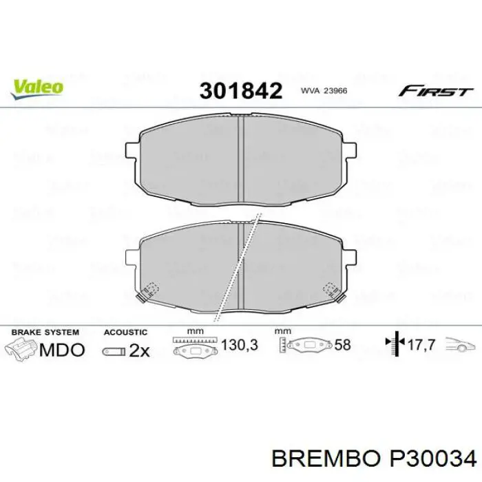 Передні тормозні колодки P30034 Brembo