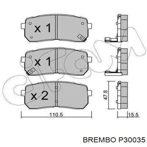 Задні гальмівні колодки P30035 Brembo