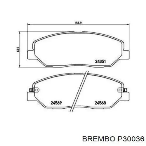 Купити P30036 Brembo Колодки гальмівні передні, дискові