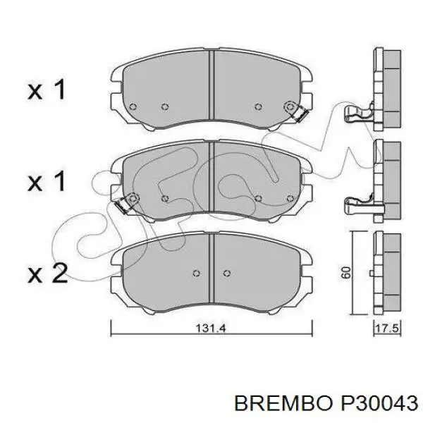 P30043 Brembo колодки гальмівні передні, дискові