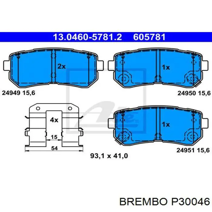 Колодки гальмові задні, дискові P30046 Brembo