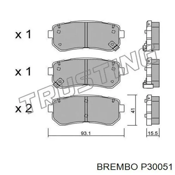 Задні гальмівні колодки P30051 Brembo