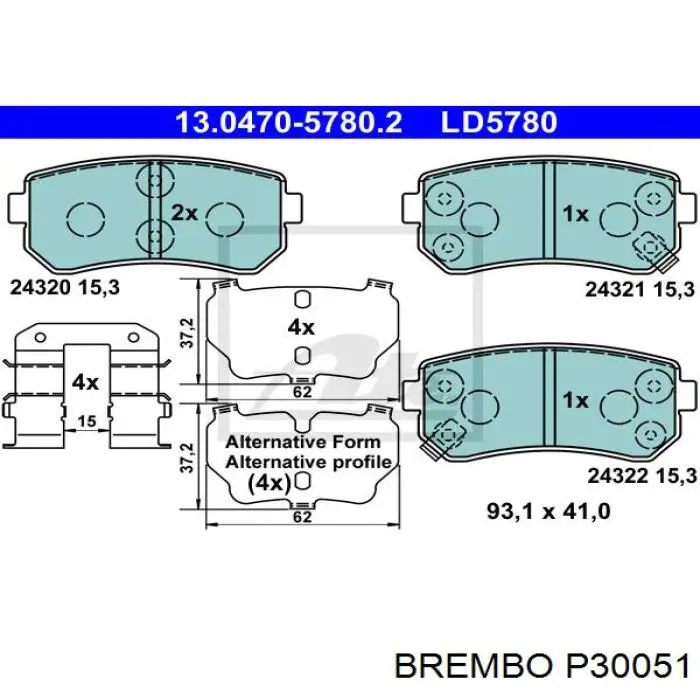 Купити P30051 Brembo Задні колодки