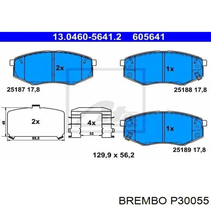 Гальмівні колодки Brembo P30055 ціна, від 28.73 USD