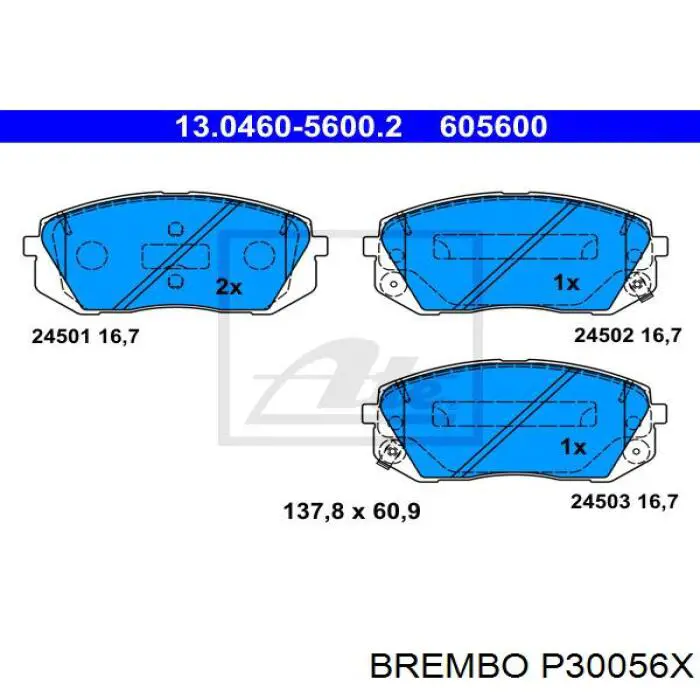 Гальмівні колодки Brembo P30056X ціна, від 29.69 USD