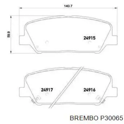 P30065 Brembo колодки гальмівні передні, дискові