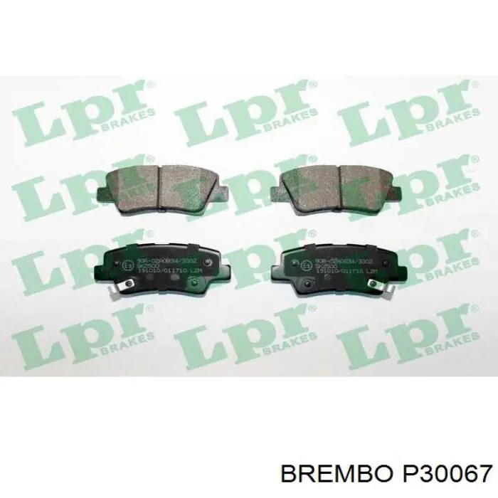 P30067 Brembo колодки гальмові задні, дискові