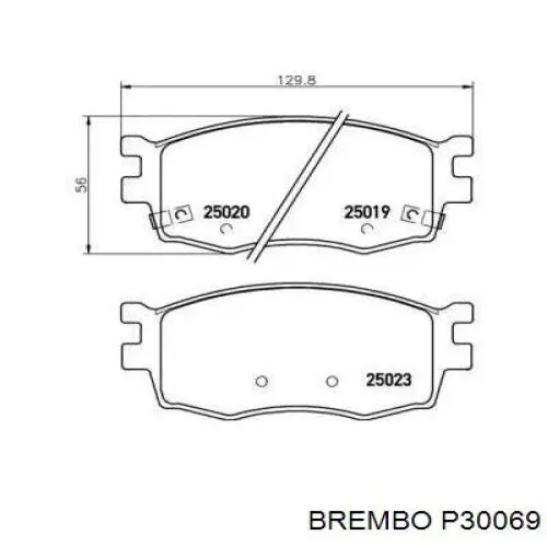 P30069 Brembo колодки гальмівні передні, дискові