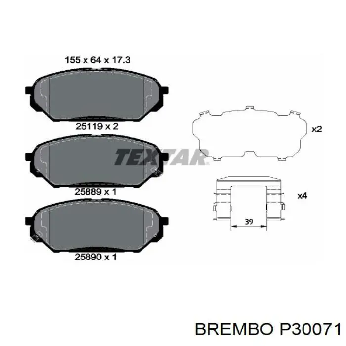 Гальмівні колодки Brembo P30071 ціна, від 25.31 USD