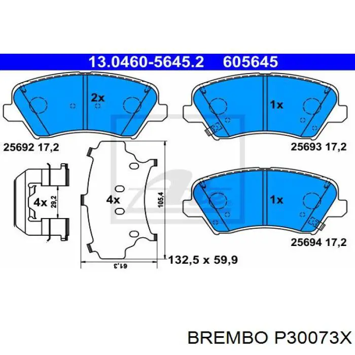Тормозні колодки Brembo P30073X