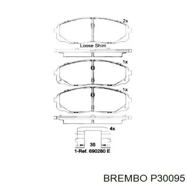 Гальмівні колодки Brembo P30095 ціна, від 40.16 USD