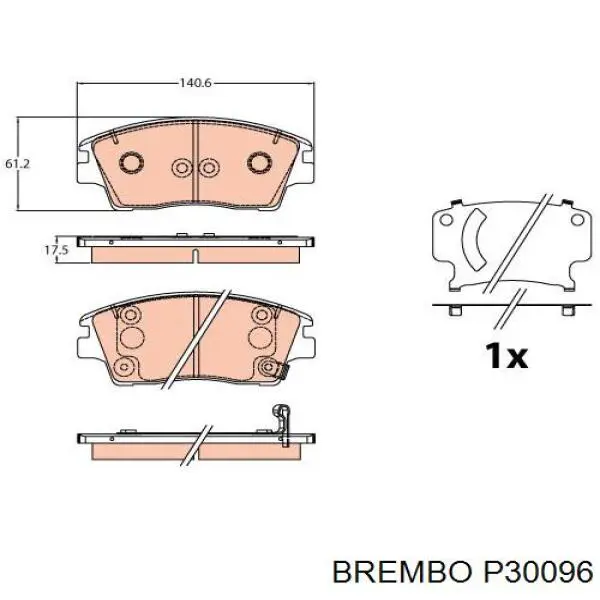 Колодки гальмівні передні, дискові P30096 Brembo