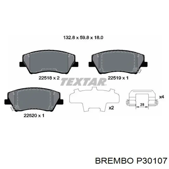 Передні тормозні колодки P30107 Brembo