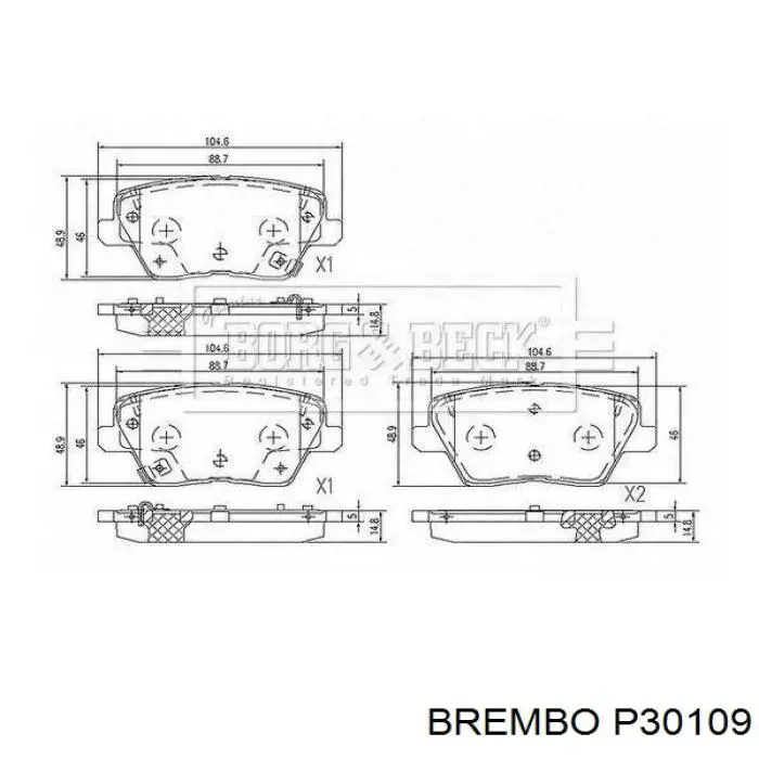 Задні гальмівні колодки Brembo P30109 ціна, від 25.70 USD