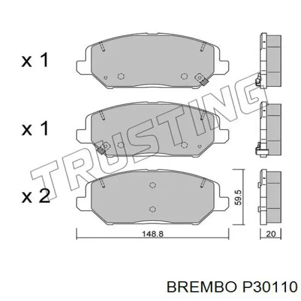 Колодки гальмівні передні, дискові P30110 Brembo