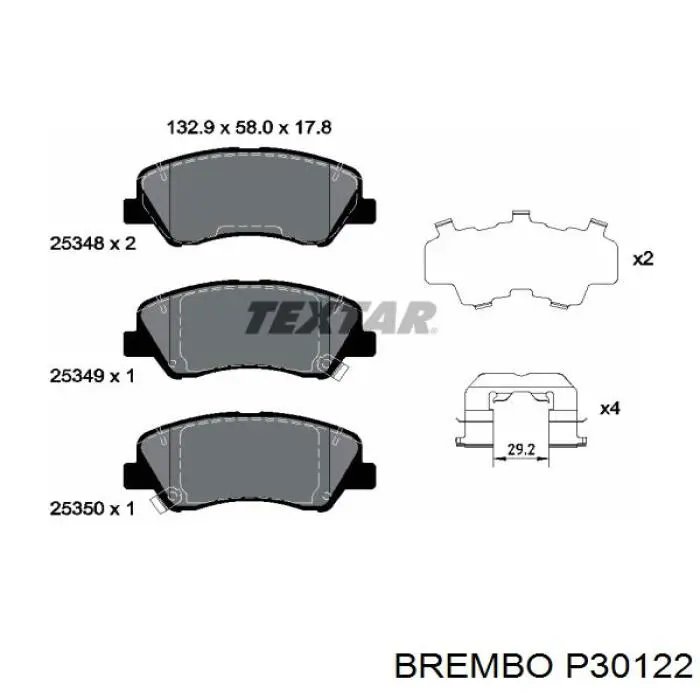 Колодки гальмівні передні, дискові P30122 Brembo