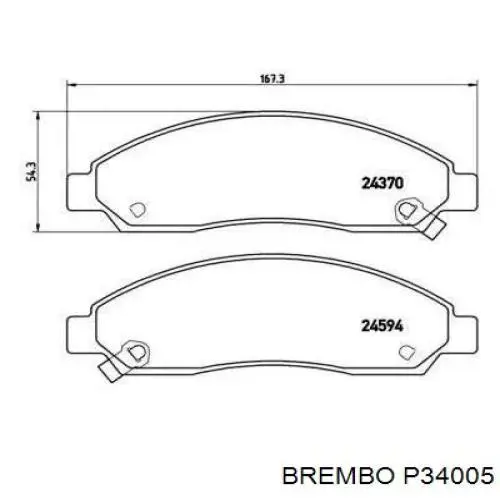 Купити P34005 Brembo Колодки гальмівні передні, дискові