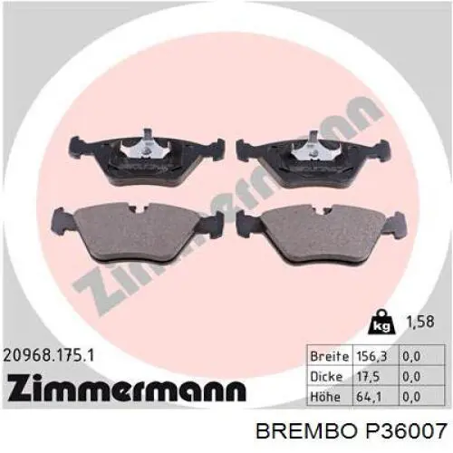 Передні тормозні колодки P36007 Brembo