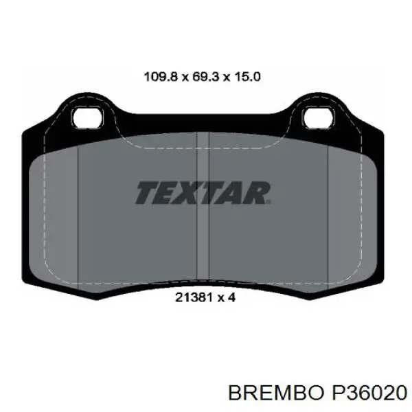 P36020 Brembo колодки гальмові задні, дискові