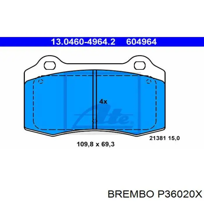 Купити P36020X Brembo Задні колодки