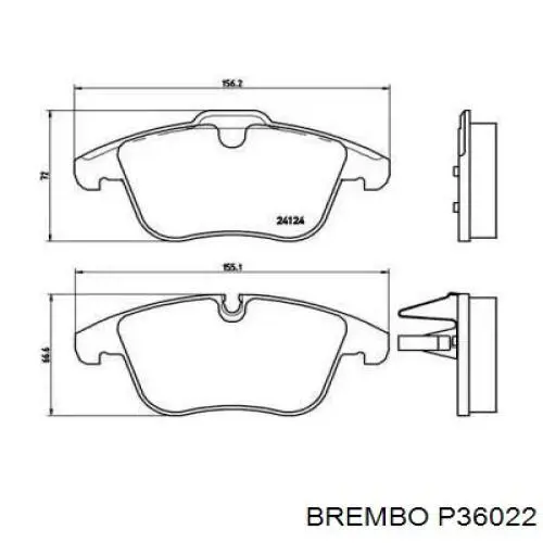 Купити P36022 Brembo Колодки гальмівні передні, дискові