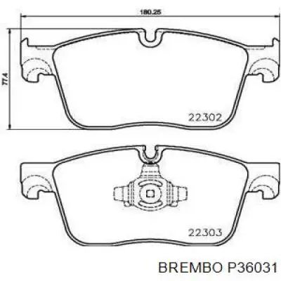 P36031 Brembo колодки гальмівні передні, дискові