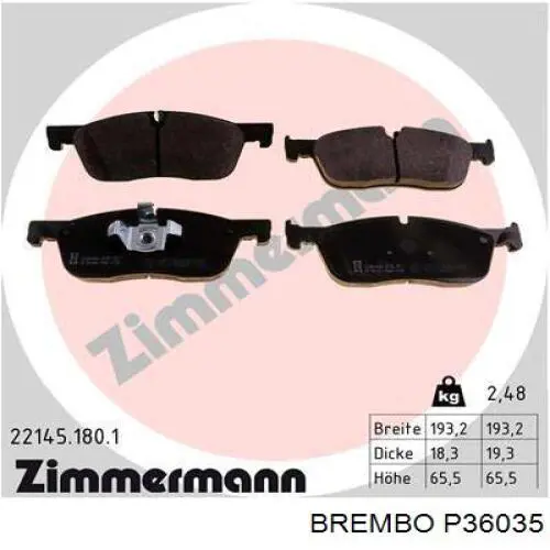 Купити P36035 Brembo Колодки гальмівні передні, дискові